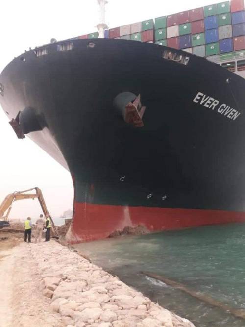 A massive container ship got stuck in the Suez Canal and blocked all traffic in the important waterway